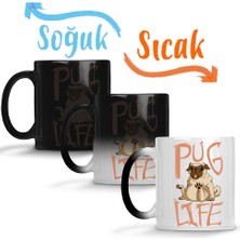 Baskı Dükkanı Thug Life Köpek Pug Life Sihirli Kupa Bardak Porselen