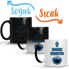 Baskı Dükkanı Cookie Monster Kurabiye Canavarı Sihirli Kupa Bardak Porselen