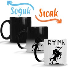 Baskı Dükkanı Göktürk Alfabesi Tuğ Sihirli Kupa Bardak Porselen