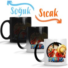 Baskı Dükkanı One Piece Monkey D. Luffy Anime Roronoa Sihirli Kupa Bardak Porselen