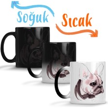 Baskı Dükkanı Pug Köpek Fransız Bulldog Sihirli Kupa Bardak Porselen