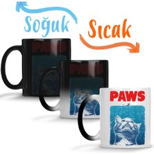 Baskı Dükkanı Paws Jaws Horror Korku Film Movie Spielberg Crossover Sihirli Kupa Bardak Porselen