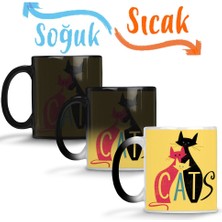 Baskı Dükkanı Cats Kediler Sihirli Kupa Bardak Porselen