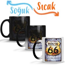 Baskı Dükkanı Route 66 Freedom Sihirli Kupa Bardak Porselen