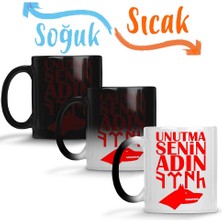 Baskı Dükkanı Senin Adın Türk Göktürk Kurt Sihirli Kupa Bardak Porselen