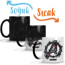 Baskı Dükkanı Avengers Flowers Marvel Sihirli Kupa Bardak Porselen