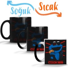 Baskı Dükkanı Cookie Monster The Cookienator Sihirli Kupa Bardak Porselen
