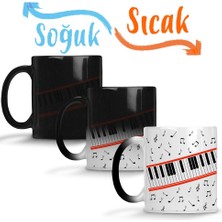 Baskı Dükkanı Piano Piyano Müzik Notaları Sihirli Kupa Bardak Porselen