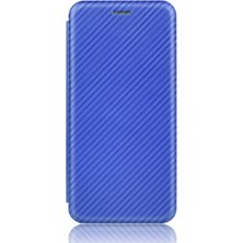 Hello-U Samsung Galaxy Xcover Pro Için Karbon Fiber Doku Deri Kılıfı - Mavi (Yurt Dışından)