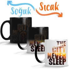 Baskı Dükkanı The City Never Sleep Sihirli Kupa Bardak Porselen
