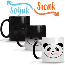 Baskı Dükkanı Sevimli Panda Sihirli Kupa Bardak Porselen