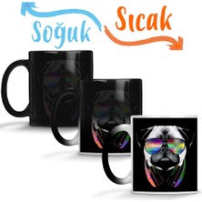 Baskı Dükkanı Müzik Pug Müzikli Pug Köpek Sihirli Kupa Bardak Porselen