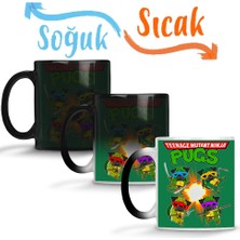 Baskı Dükkanı Ninja Pugs Sihirli Kupa Bardak Porselen