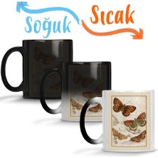 Baskı Dükkanı Vintage Kelebek Tasarım Sihirli Kupa Bardak Porselen