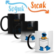 Baskı Dükkanı Cookie Monster Kurabiye Canavarı Sihirli Kupa Bardak Porselen