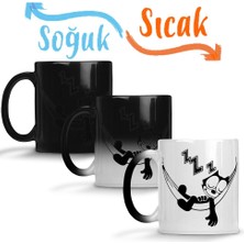 Baskı Dükkanı Felix The Cat Hammock Sihirli Kupa Bardak Porselen
