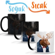 Baskı Dükkanı Şişman Süslü Geyik Sihirli Kupa Bardak Porselen