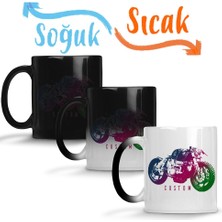 Baskı Dükkanı Moto Custom Motorsiklet Sihirli Kupa Bardak Porselen