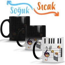 Baskı Dükkanı Piano Piyano Müzik Notaları Sihirli Kupa Bardak Porselen