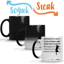 Baskı Dükkanı Yaramaz Komik Müzik Notalı Kedi Cat Sihirli Kupa Bardak Porselen