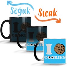 Baskı Dükkanı Cookie Monster Kurabiyeleri Severim Kurabiye Canavarı Sihirli Kupa Bardak Porselen