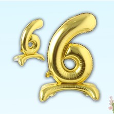 Süsle Bebek ve Parti 6 Rakam Ayaklı Folyo Balon, 65 cm - Altın