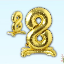 Süsle Bebek ve Parti 8 Rakam Ayaklı Folyo Balon, 65 cm - Altın