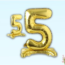 Süsle Bebek ve Parti 5 Rakam Ayaklı Folyo Balon, 65 cm - Altın