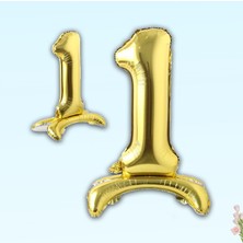 Süsle Bebek ve Parti 1 Rakam Ayaklı Folyo Balon, 65 cm - Altın