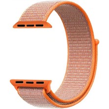 Bushco Store Apple Watch Uyumlu Dokuma Kordon Kayış 1-2-3-4-5-6-7-Se  42-44 mm - Turuncu