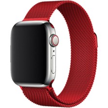 Bushco Store Apple Watch Uyumlu  Kırmızı Metal Kordon 42-44 mm Bushco Store