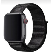 Bushco Store Apple Watch Uyumlu Dokuma Kordon Kayış 1-2-3-4-5-6-7-Se  42-44 Mm-Siyah