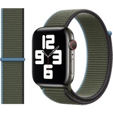Bushco Store Apple Watch Uyumlu Dokuma Kordon Kayış 1-2-3-4-5-6-7-Se  42-44 mm - Zeytin Yeşili