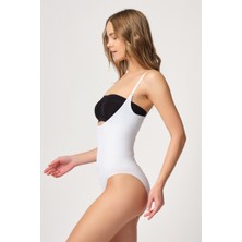 Emay Beyaz Emay 2043 Göğsü Açık Agraflı Body Korse