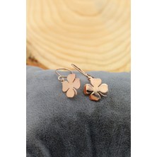 Midyat Nurtaş Gümüş Yonca Model Rose Kaplama Gümüş Küpe