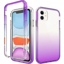 Hello-U iPhone 11 Için Çizilmez Ayrılabilir 2'si 1 Arada Gradyan Renkli Tpu + Pc Kılıf - Mor  (Yurt Dışından)