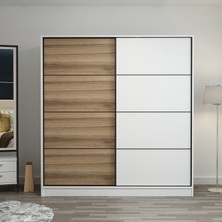 Minar Kale 2 Kapaklı Sürgülü Dolap 180  cm - Beyaz/dore 210  cm