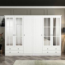 Minar Kale 6 Mebran Kapaklı 4ç Taçlı Dolap - Beyaz 210  cm