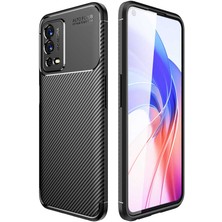 Dlrcase Oppo A55 Kılıf Negro Karbon Görünüm Kamera Korumalı Silikon+Nano Glass Siyah