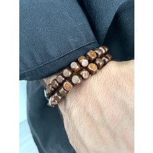 Padore Accessory Kahverengi Şık Ahşap Ikili Bileklik Seti