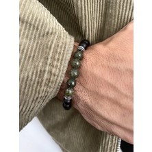 Padore Accessory Timsah Yeşili Motifli Şık Doğal Taş Bileklik