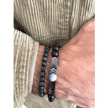 Padore Accessory Çok Şık Ikili Doğal ve Ahşap Taş Bileklik