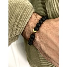 Padore Accessory Altın Sarısı Metal Detaylı Çok Şık Doğal Taş Bileklik