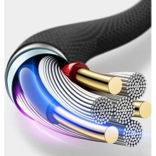 Us Technology 3in1 Lightning + Type-C + Micro USB To USB 2.0 Dayanıklı Naylon Örgü Data ve Şarj Kablosu
