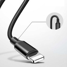 Us Technology 3in1 Lightning + Type-C + Micro USB To USB 2.0 Dayanıklı Naylon Örgü Data ve Şarj Kablosu