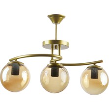 Modavize Linda Modern Kapalı Globe Camlı Üçlü Avize