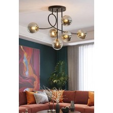 Modavize Jade Özel Tasarım Modern Spor Füme Glop Camlı Siyah 6 Lı Avize