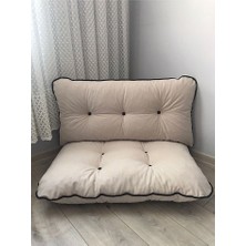Lavinia Puf Petek Önü Palet Yer Minderi Ikili Takım Krem
