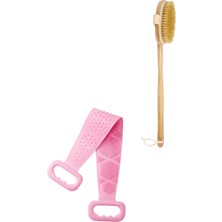 Buffer Buffer®at Kılı  Ahşap Banyo Fırçası+ Çift Taraflı Silikon Yumuşak Banyo Hamam Lifi