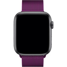 Marbil Bilişim Apple Watch 1 2 3 4 5 6 7 Se Nike Uyumlu 42MM 44MM 45MM Metal Hasır Premium Loop Kordon Fuşya